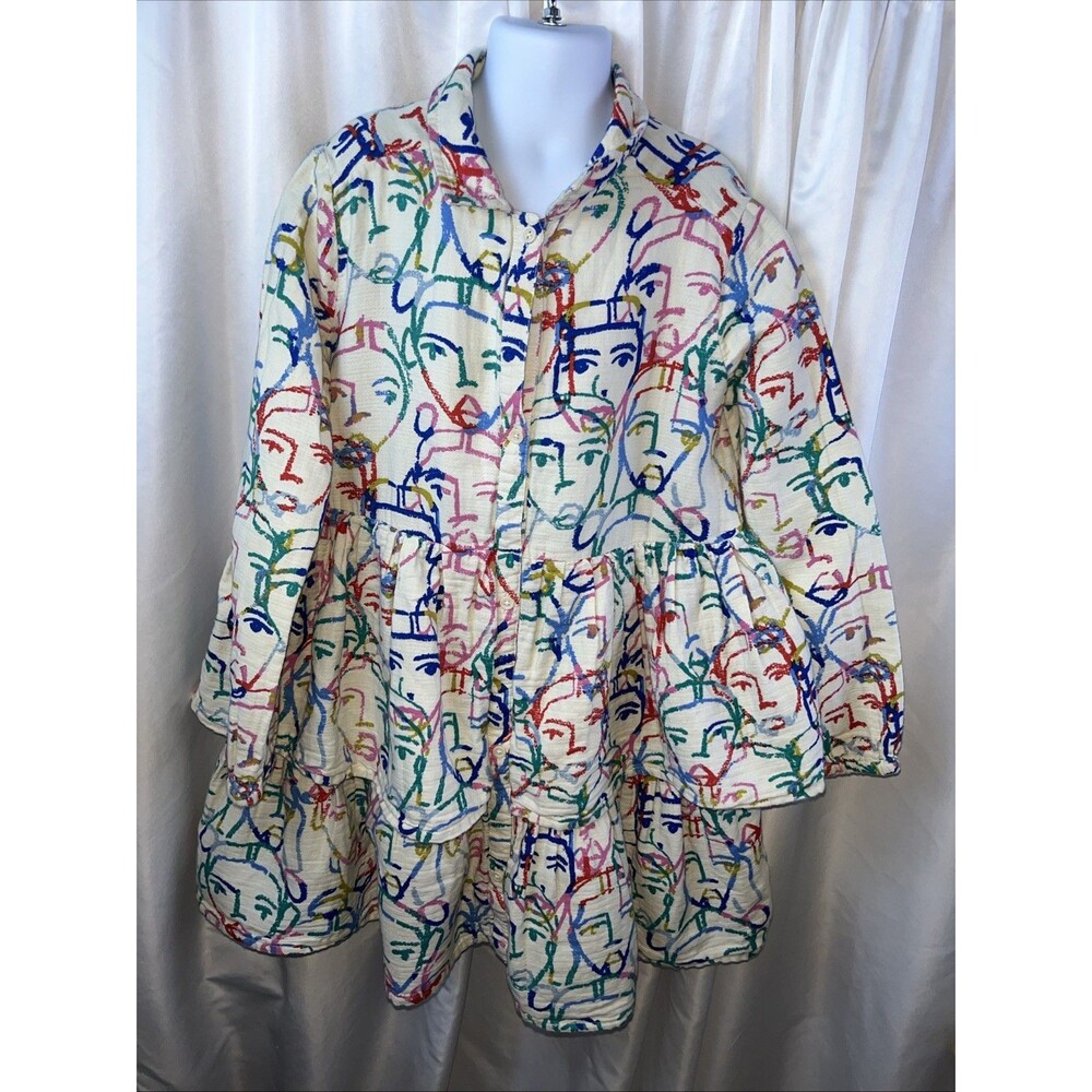 Nordstrom By Cristina Martinez Girls Kids Tiered Woven Dress Size 8 Art Deco
